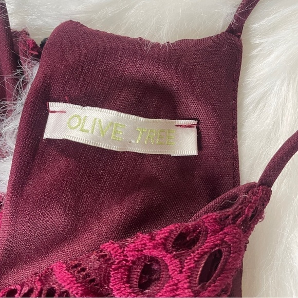 Olive Tree Maroon Red Halter Neck Lace Lined Bodycon Midi Dress Size Small - Picture 7 of 7